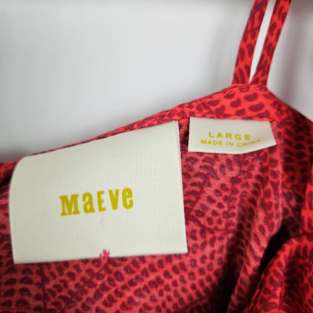 Anthropologie Maeve Mandalay Open Shoulder Red/Pink Print Blouse Top L OB587553 - Picture 7 of 11